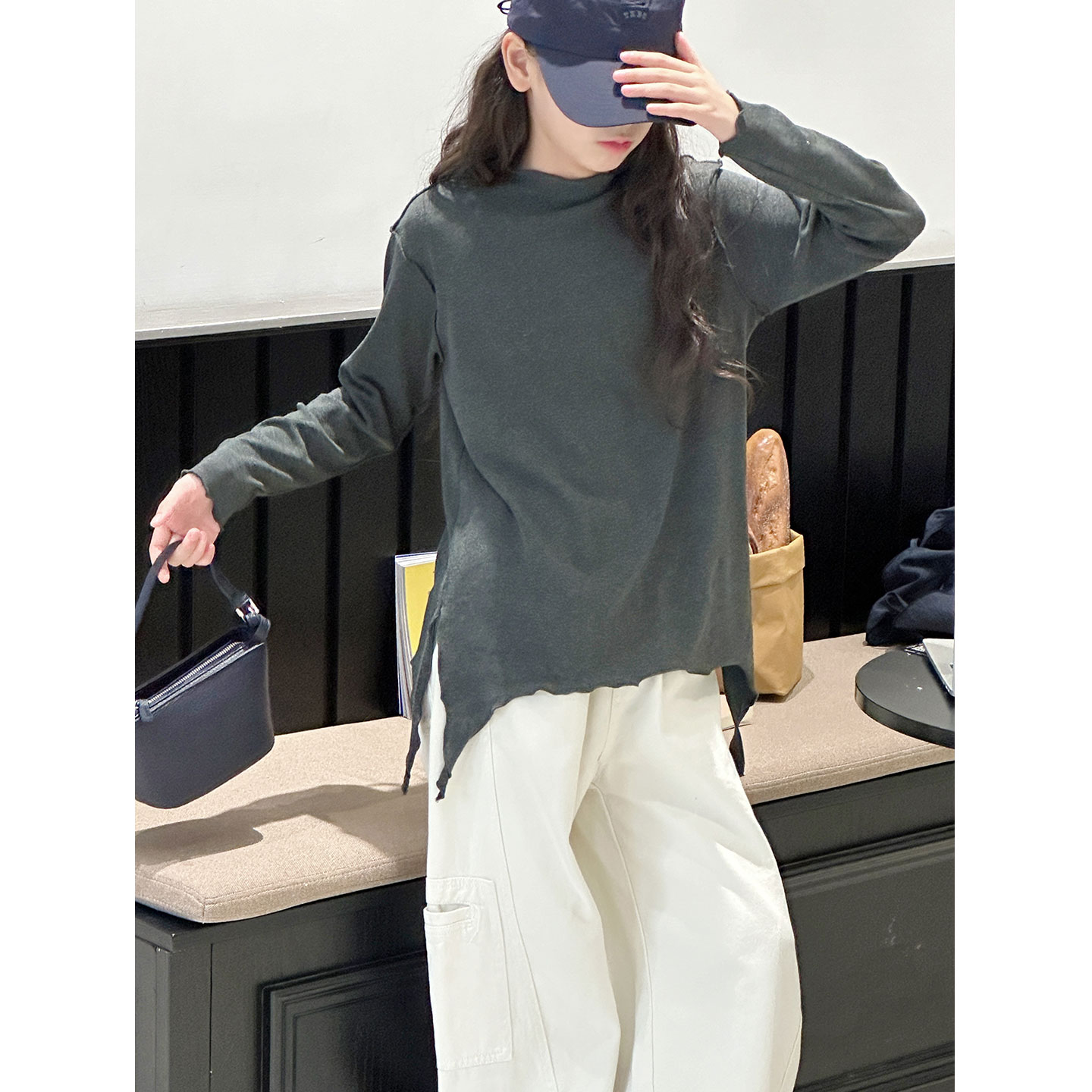 K29725孙小美木耳花边女童打底2025秋装新款儿童长袖T恤春秋上衣