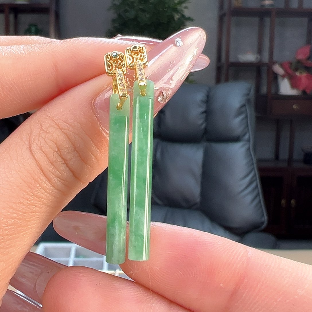 翡翠耳饰银S925镶嵌耳环5