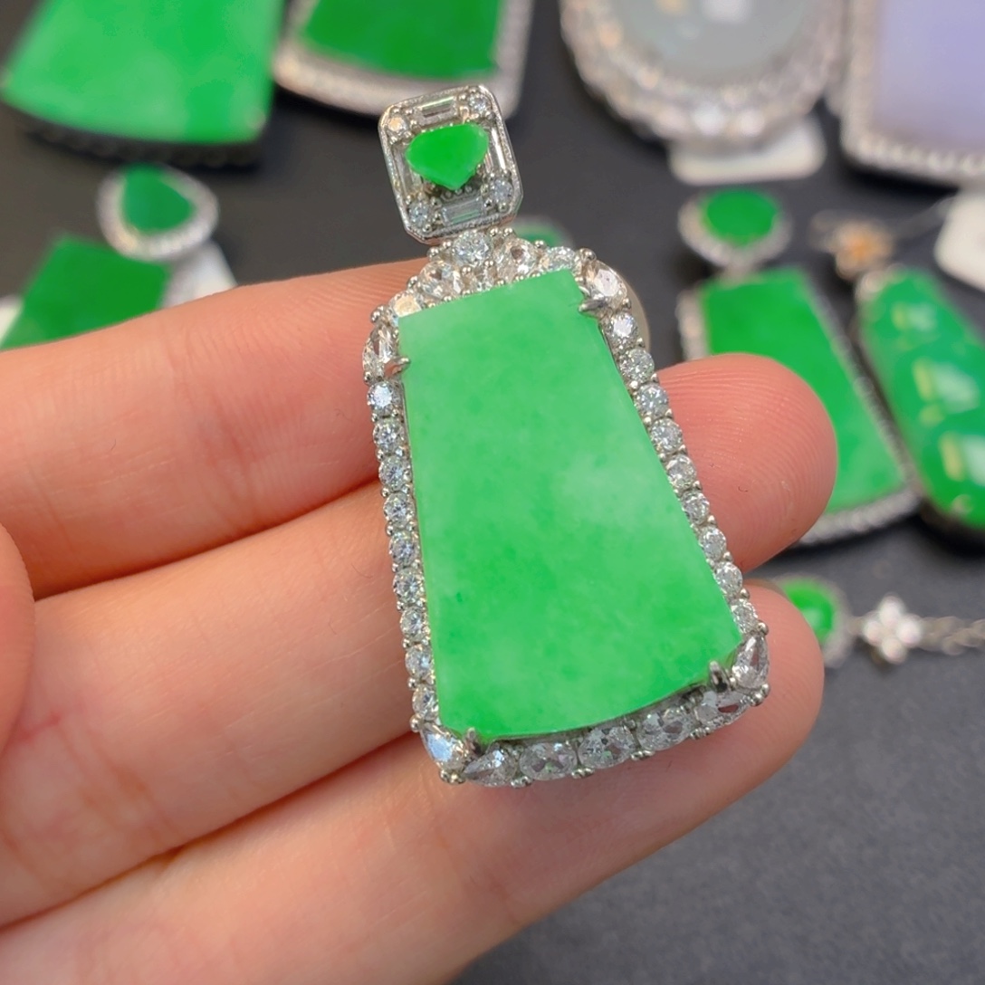 翡翠银S925镶嵌吊坠(不含链)