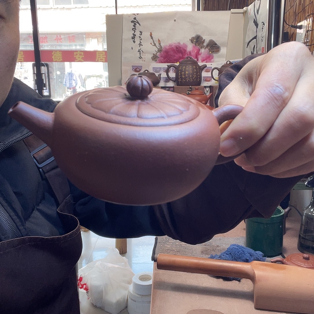 紫砂茶壶紫泥加朱泥奎圆