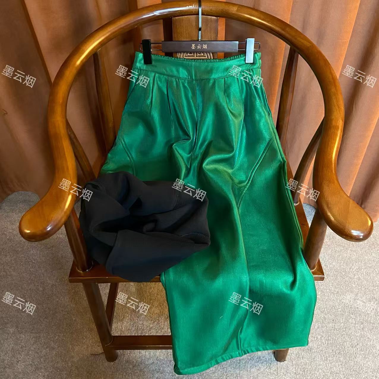 【古寇】加绒花苞裤休闲裤百搭高腰松紧腰宽松时尚轻奢哈伦裤女074