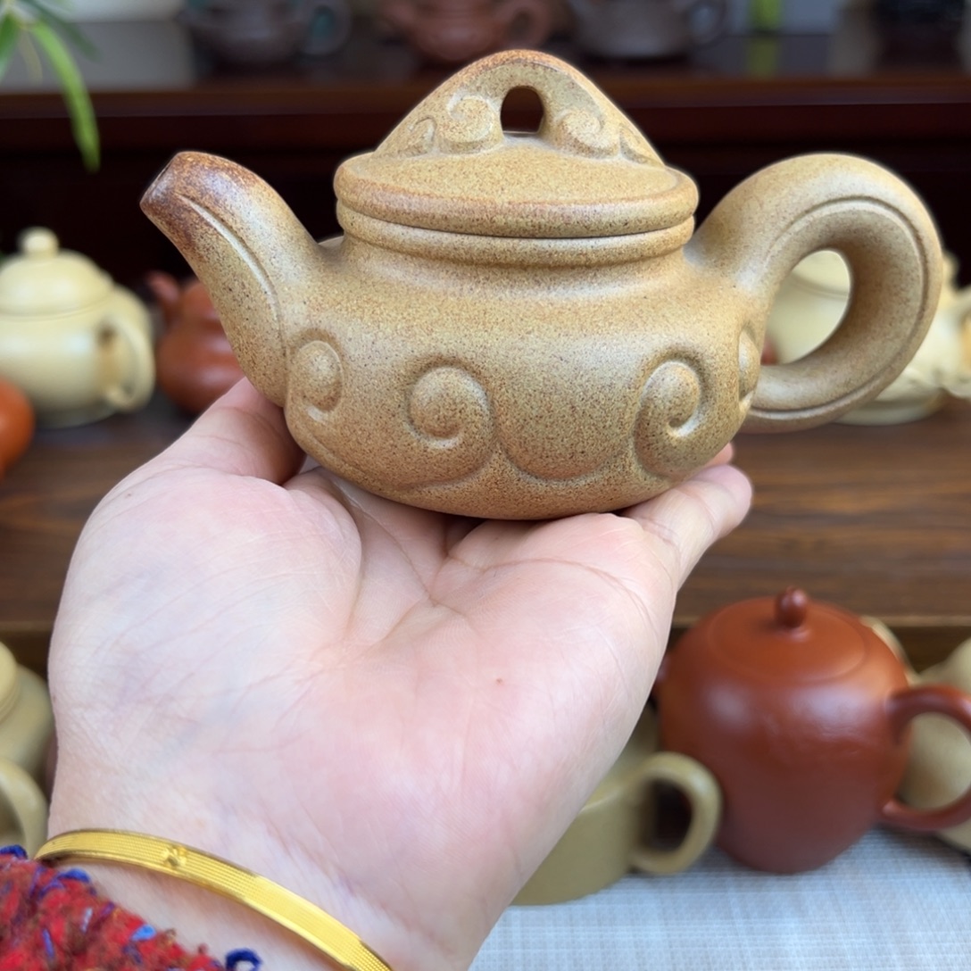 安***恙茶壶紫砂七彩段仿古如意140cc