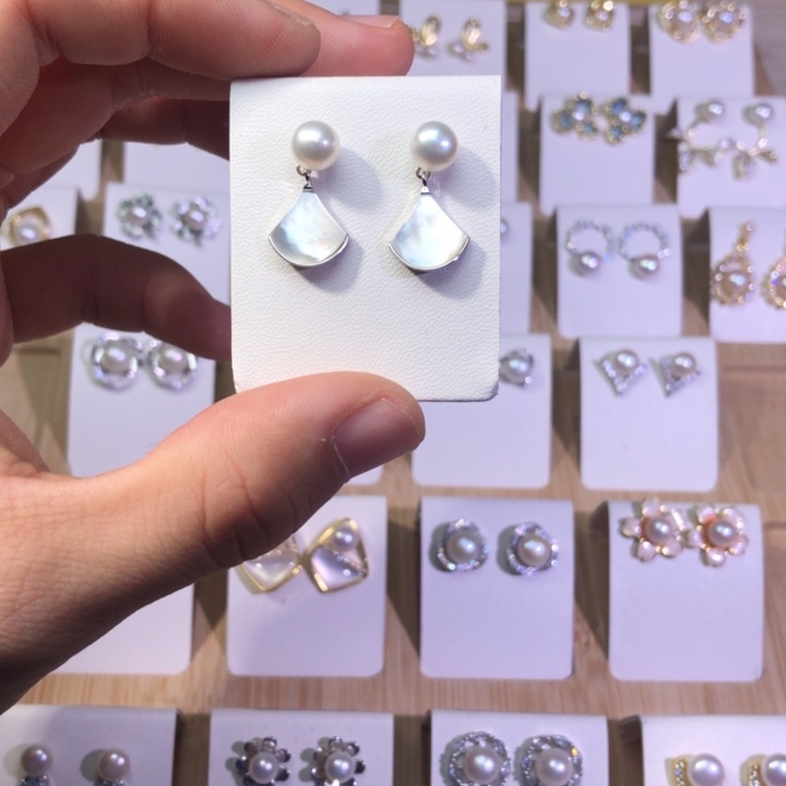 淡水珍珠耳饰银S925镶嵌