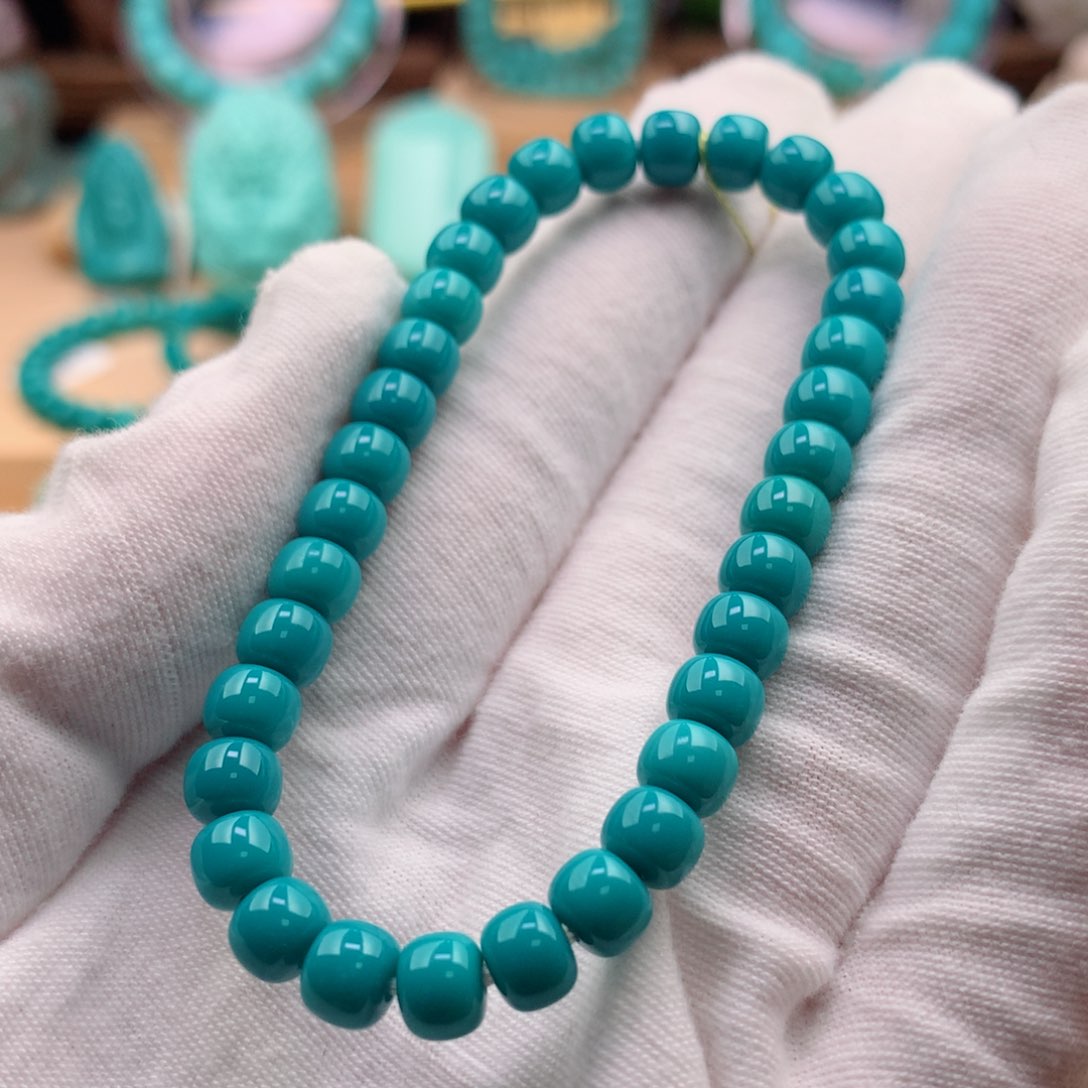 绿松石珠宝奇石未镶嵌6.3mm