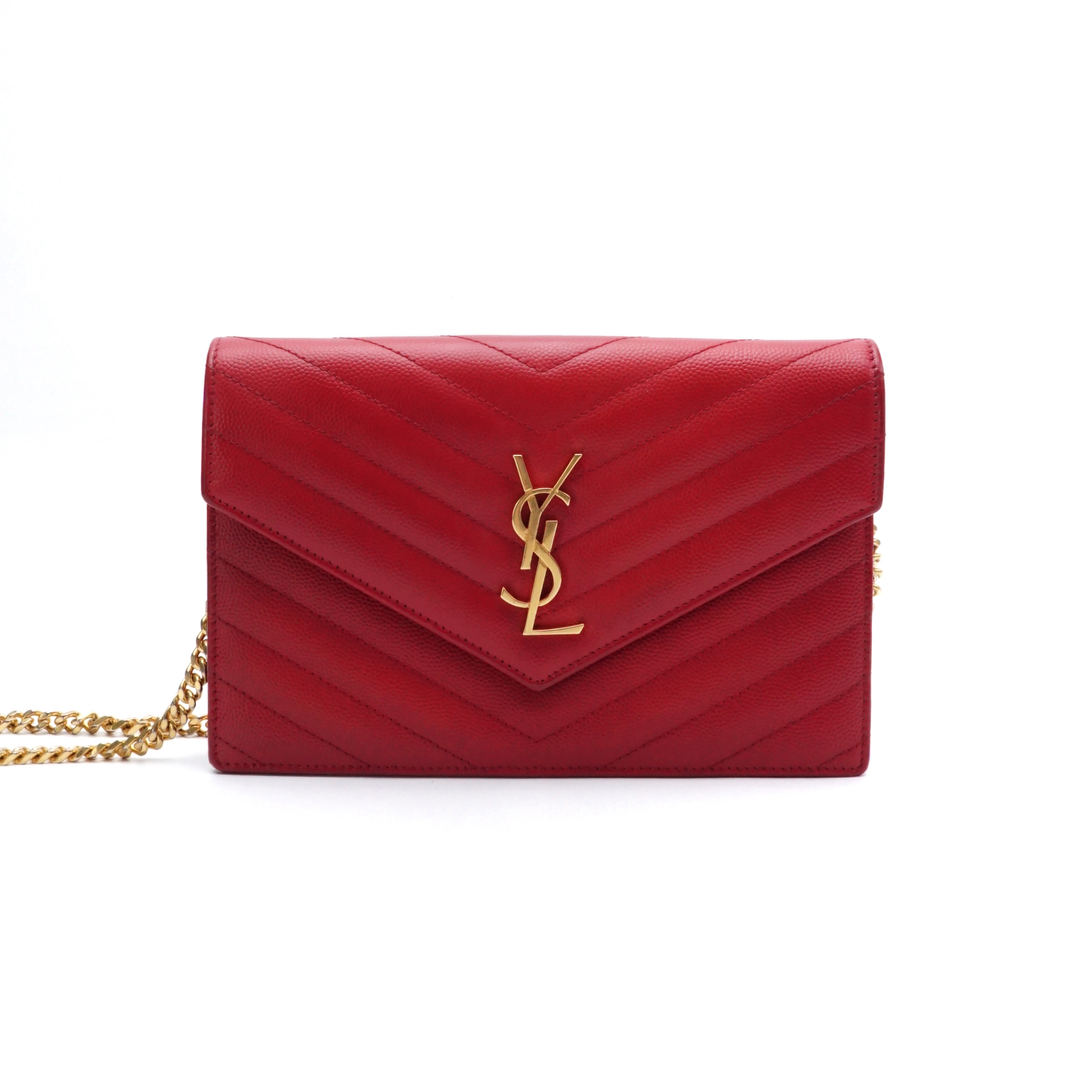 95新 YSL/圣罗兰 YSL圣罗兰红色鱼子酱信封包 9276