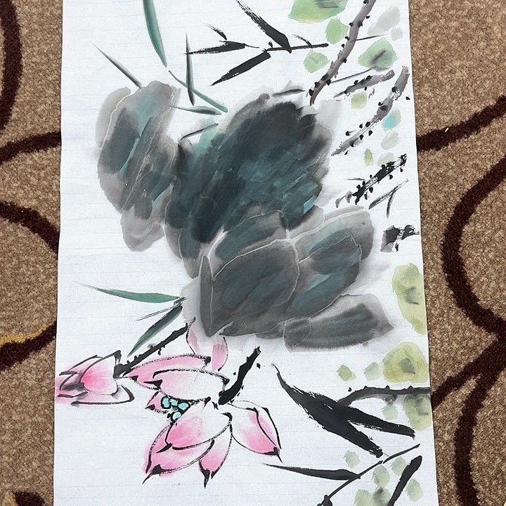 国画鲤*四尺四开张成