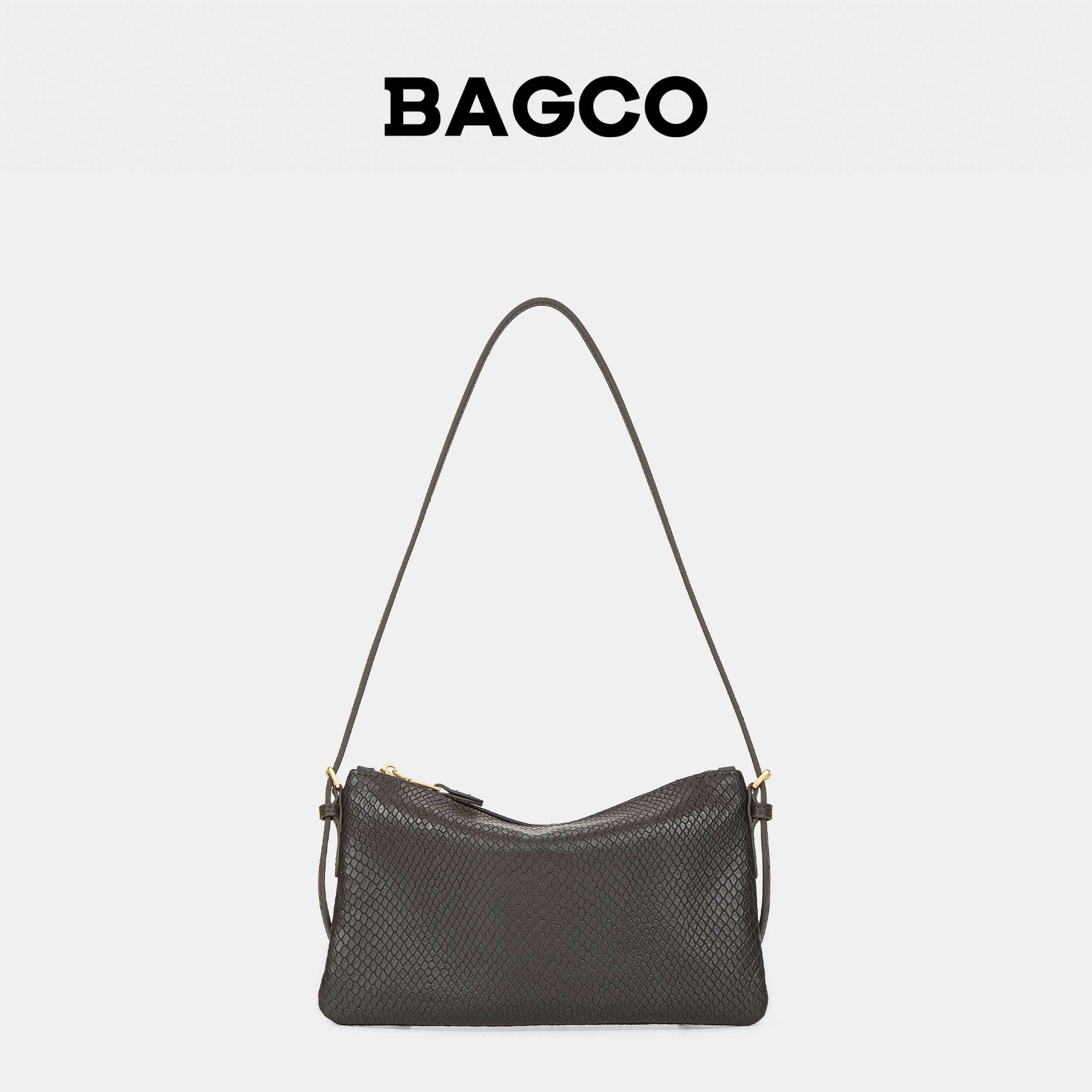 BAGCO“蟒纹手拿包”头层牛皮蟒纹双肩带可调节