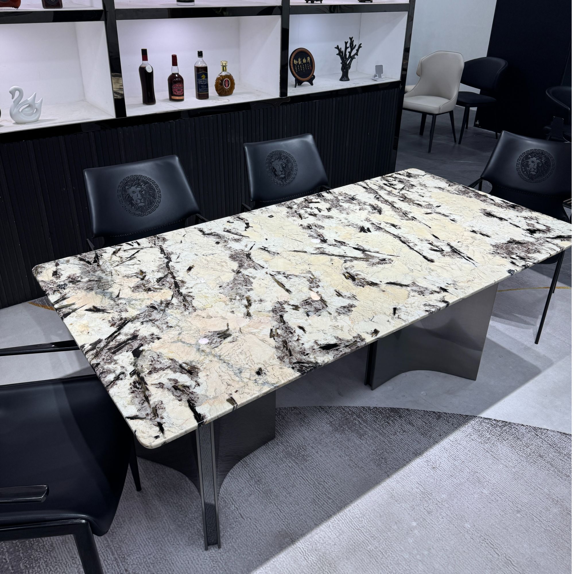 【雪山兰】奢石餐桌雪山蓝轻奢意式极简进口天然奢石餐桌奢石桌定制