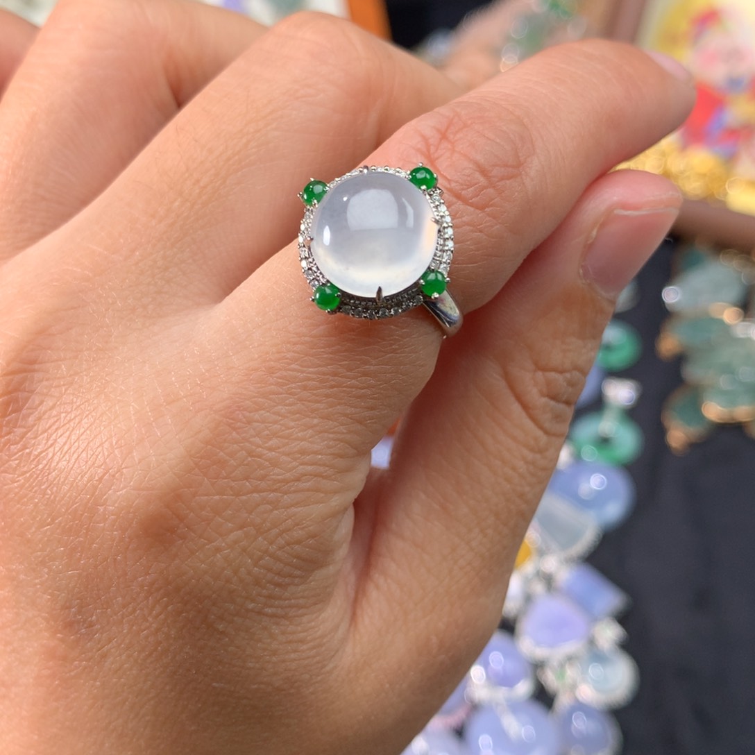 吊坠(不含链)18K金镶嵌翡翠蛋面两用款