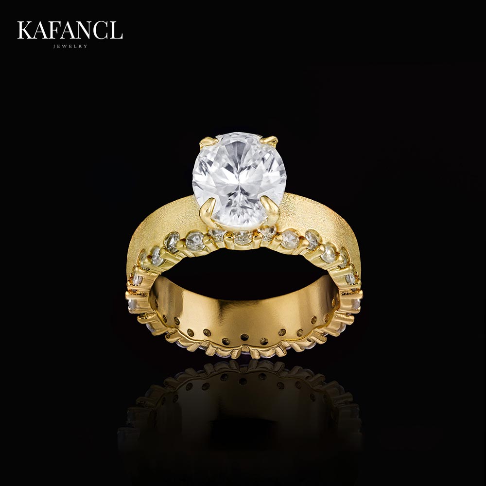 925银莫桑石 拉丝镶嵌轻奢高级戒指 ZR-D212