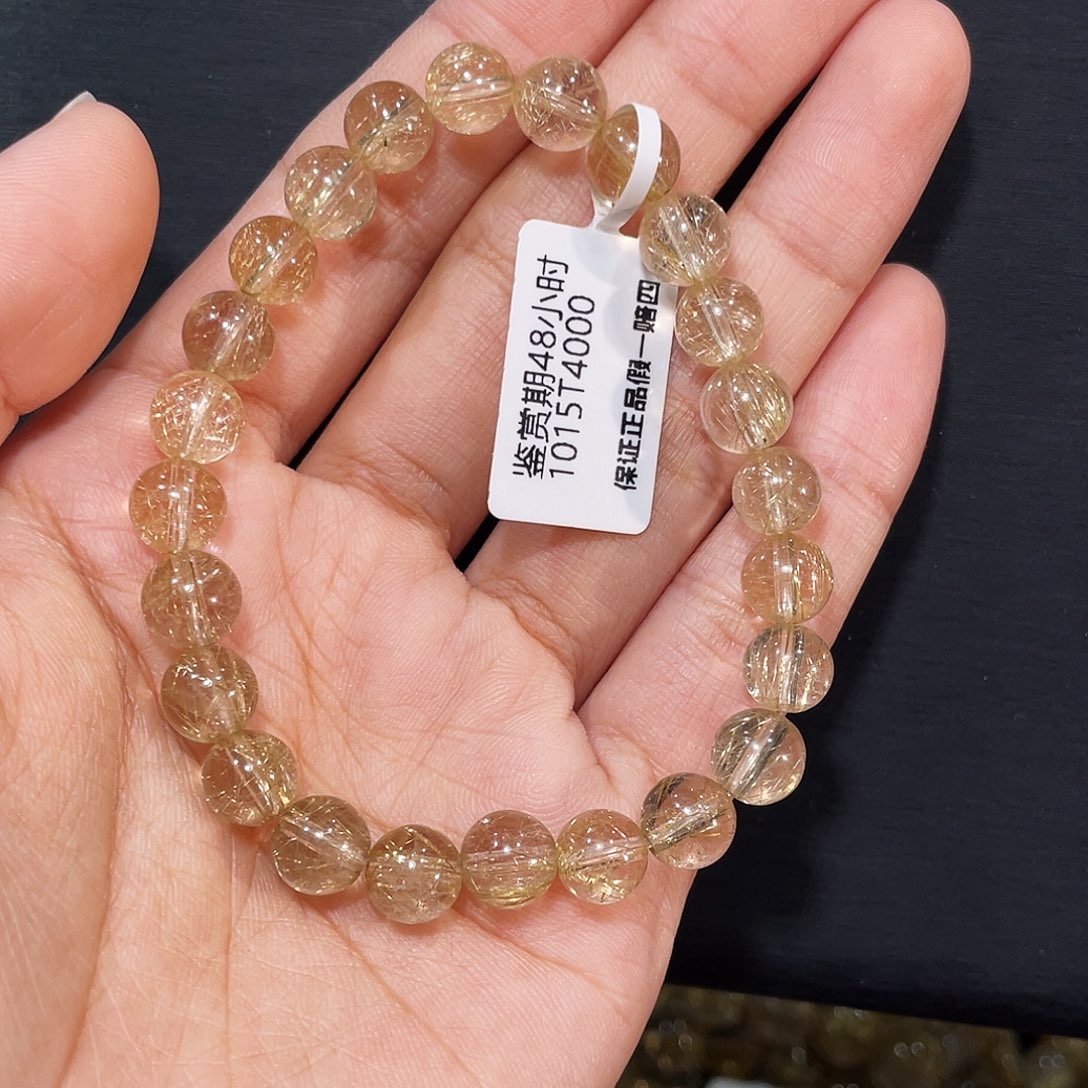 摘***星发晶未镶嵌手串维纳斯金发7.9mm