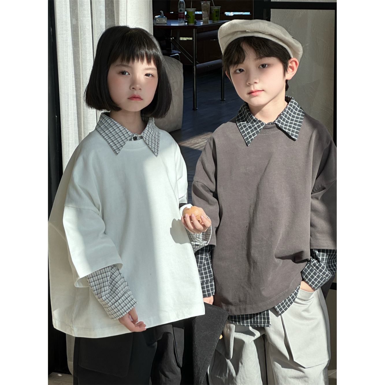 童T恤2025春季新款韩版儿童宽松纯色短袖男女童百搭圆领上衣T恤潮