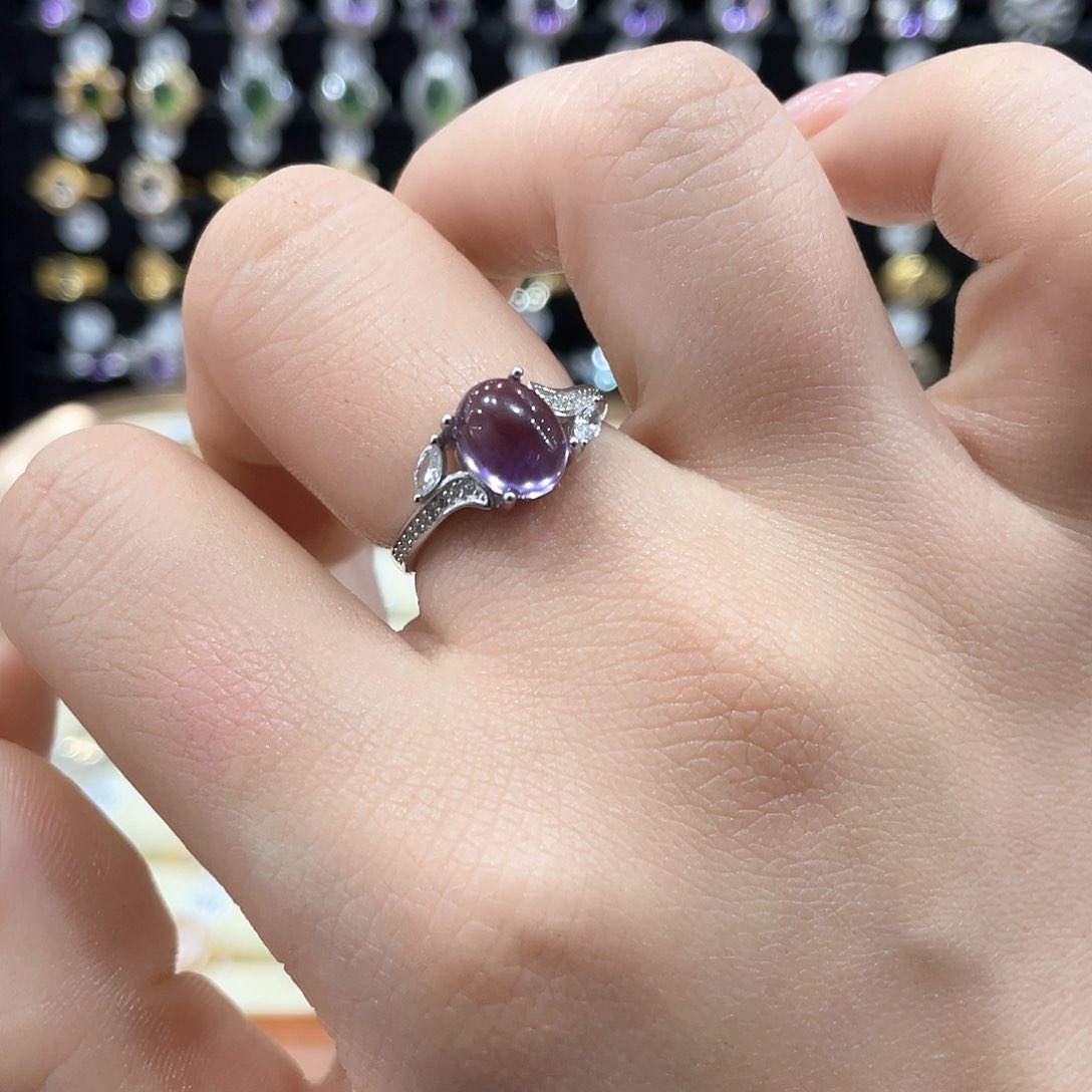 紫晶戒指女款银S925镶嵌