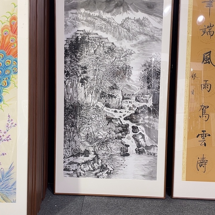 国画手绘画作带框发货