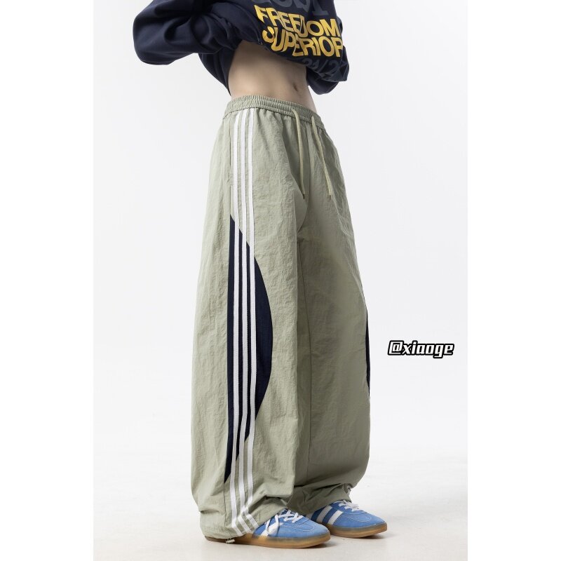 美式三条杠条纹裤子男2025春秋季新款宽松百搭直筒裤高街休闲卫裤