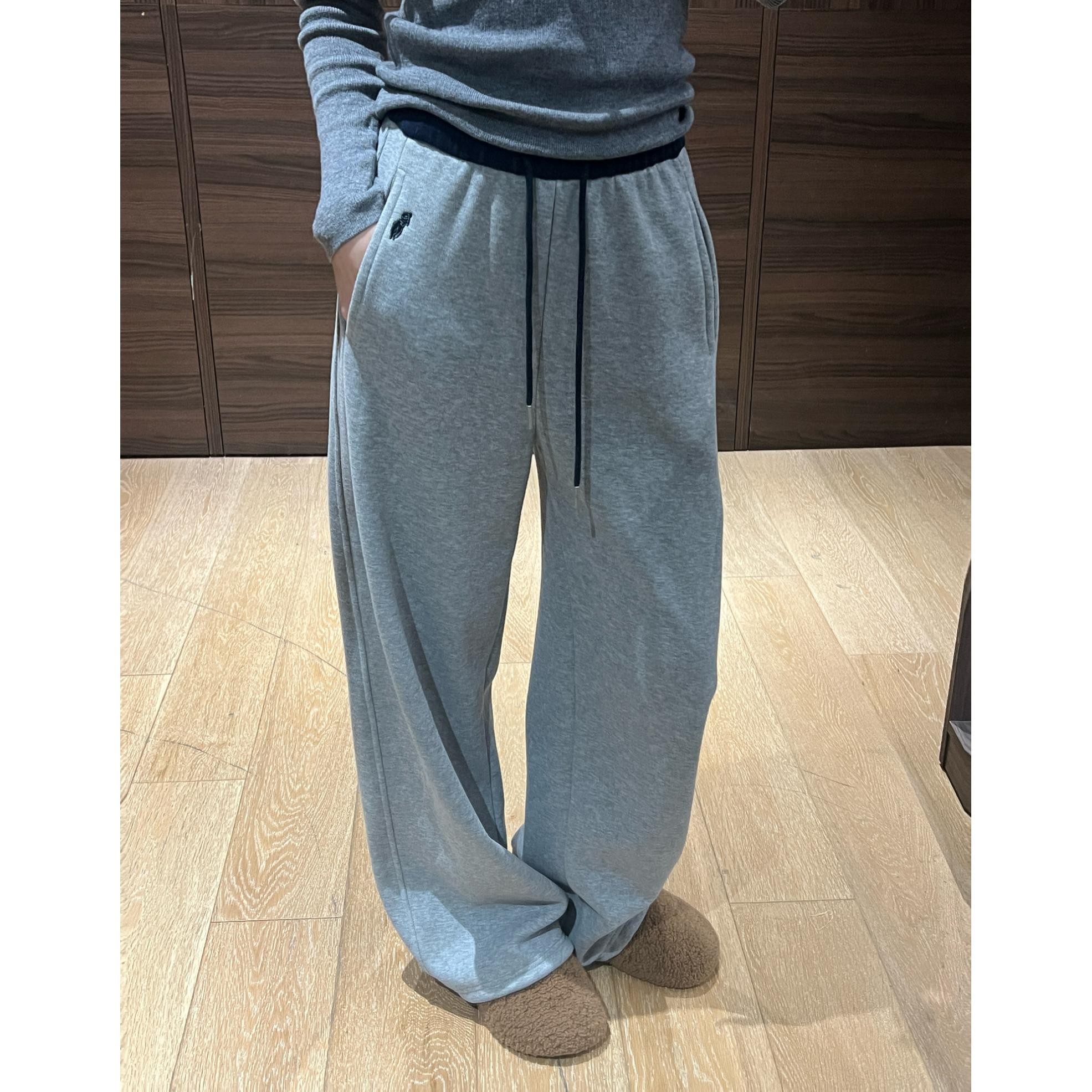 【一条过冬】松紧腰撞色慕冬绒复宝宝绒运动休闲裤