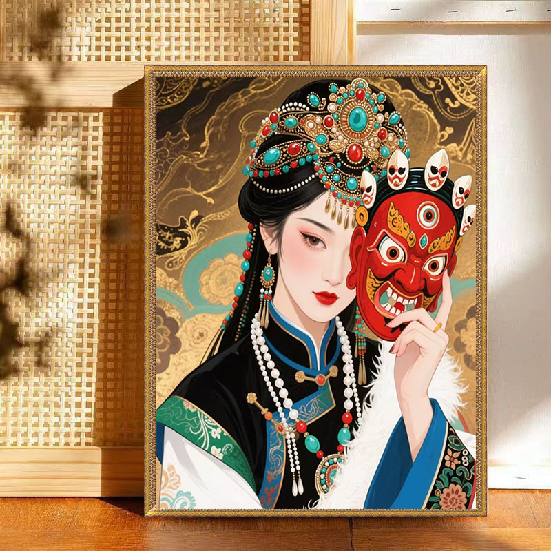 新款扎基拉姆手工十字绣自己绣满绣女财神招财纳福吉祥如意