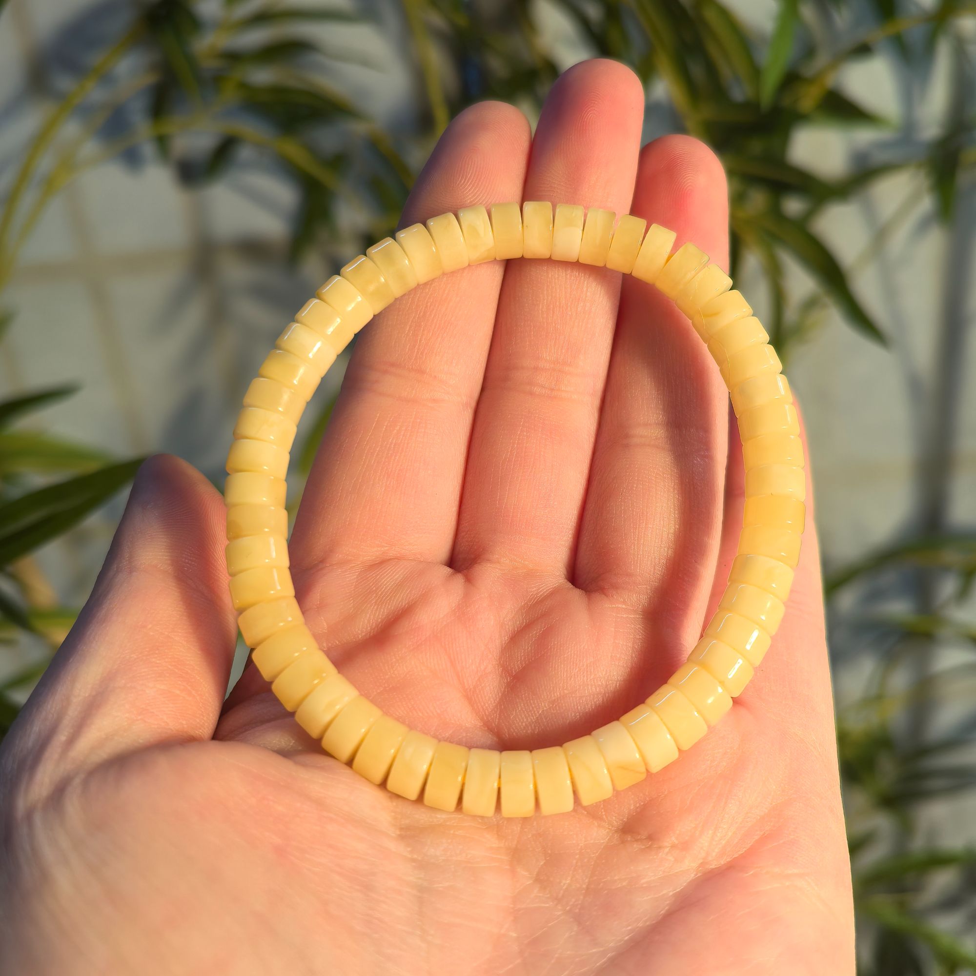 蜜蜡药片单圈手串