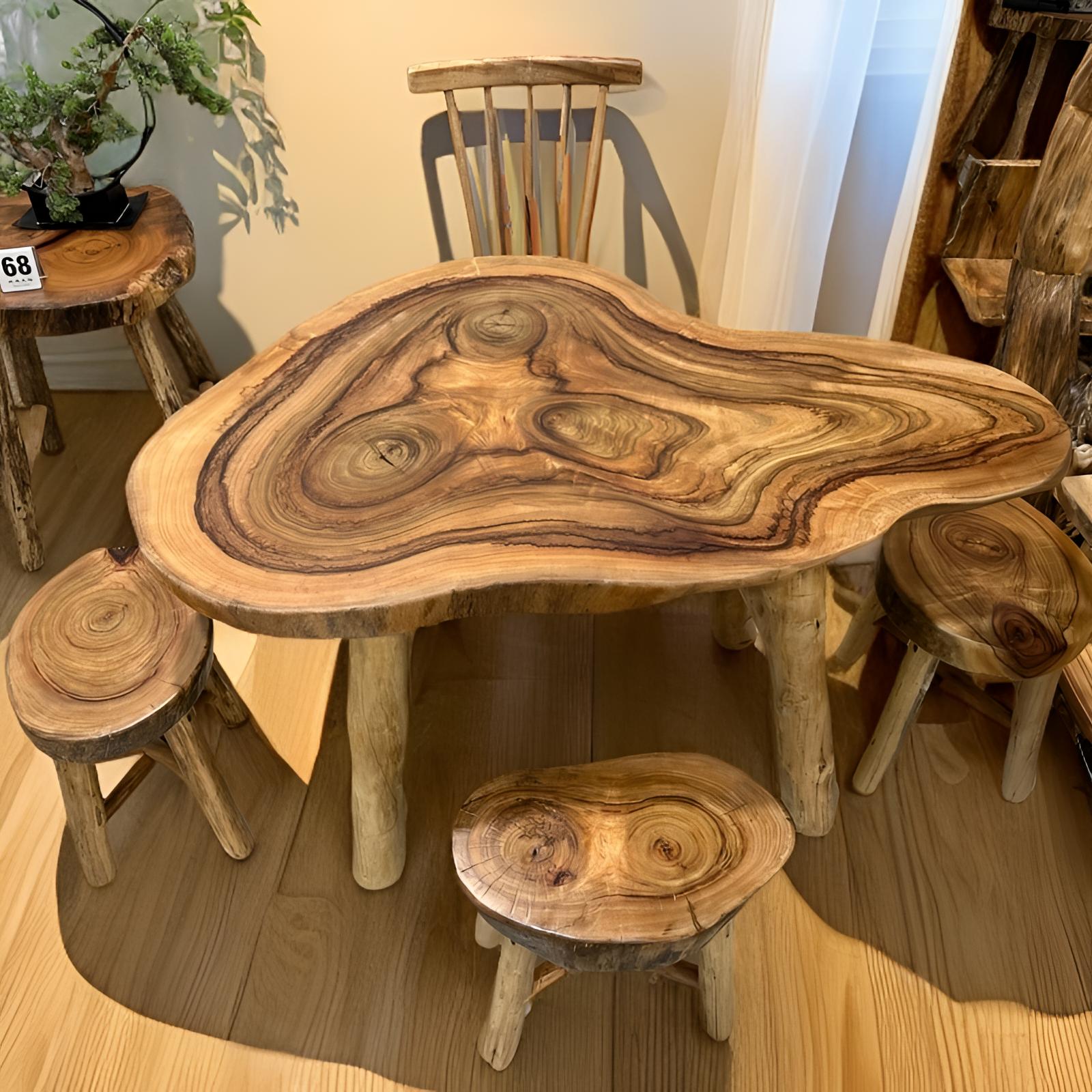 香樟木阳台茶台茶桌茶台一整套休闲茶桌通体香樟木多树心多年轮