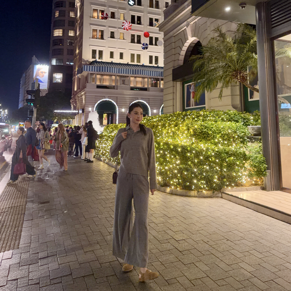 珊珊September｜灰色羊绒懒人套装