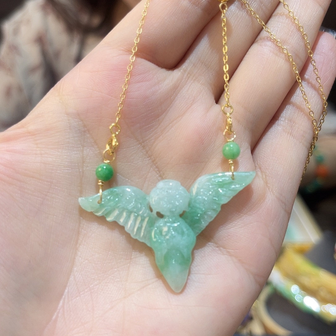 翡翠未镶嵌吊坠(赠链)天使