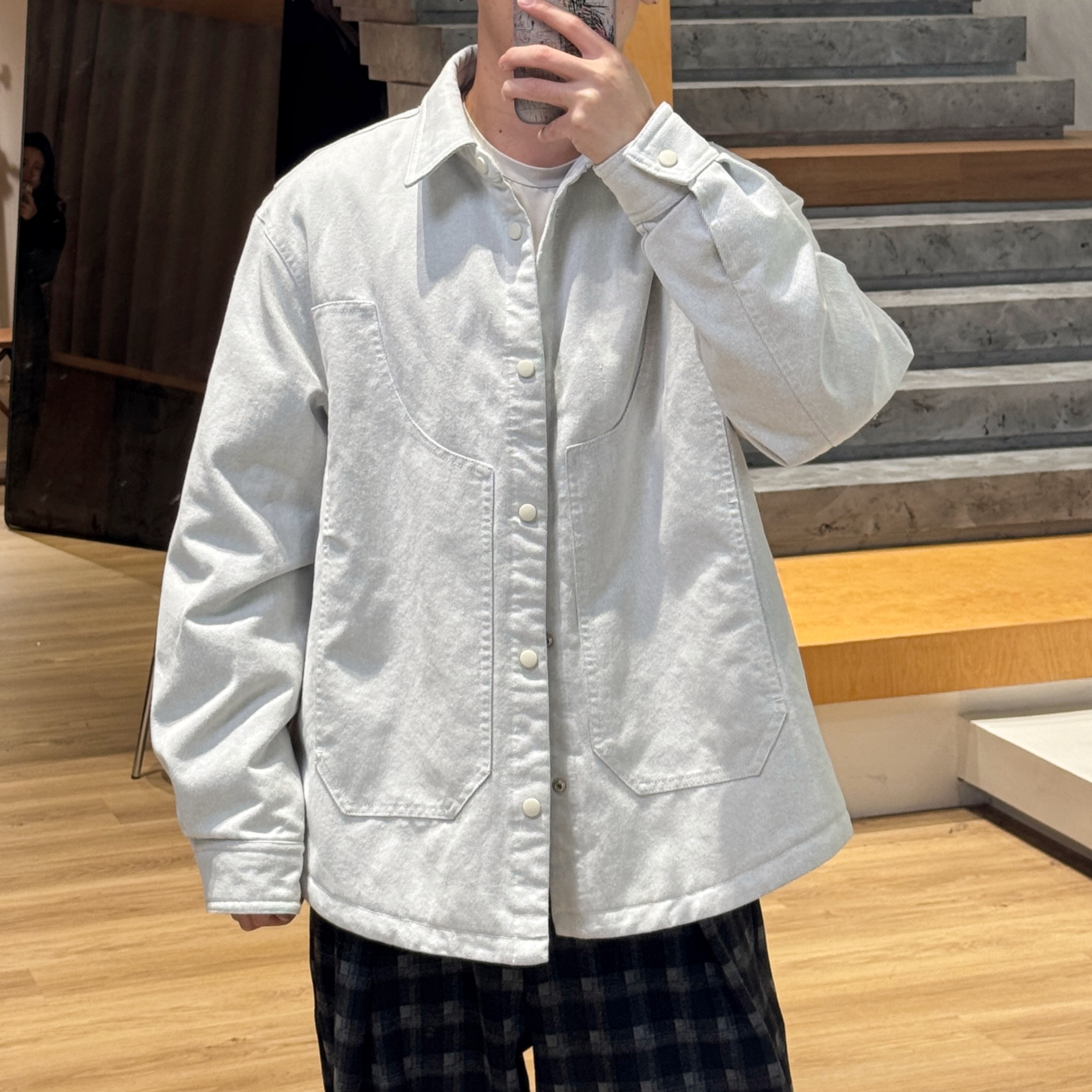 90白鸭绒丨男士羽绒服丨牛仔面料日系极简帅气羽绒服-MY6370