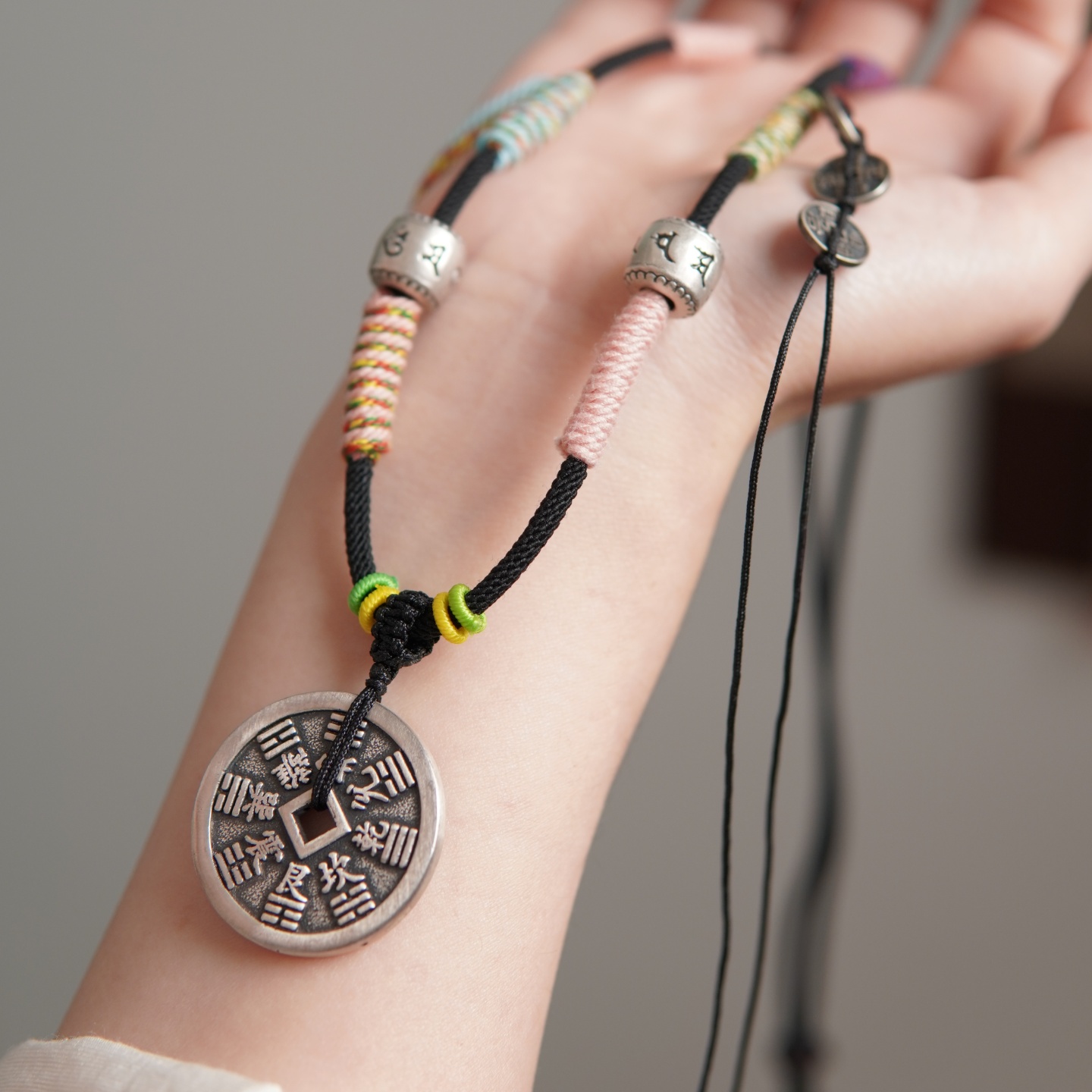 吊坠足银 【山鬼】999足银项链复古编绳民族风手工小众新中式百搭款