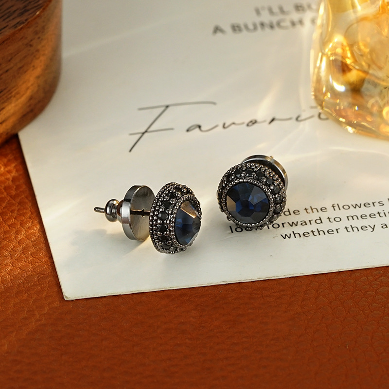 铜合金耳饰 HL325【TITI专属】中古风水钻小巧圆耳钉女气质百搭耳环