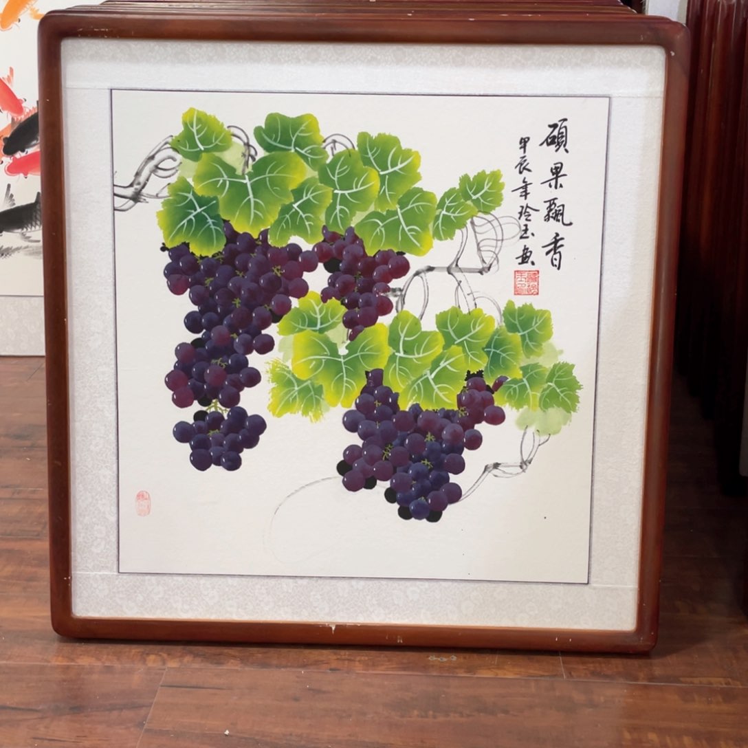 国画手绘带框尺寸63*63厘米