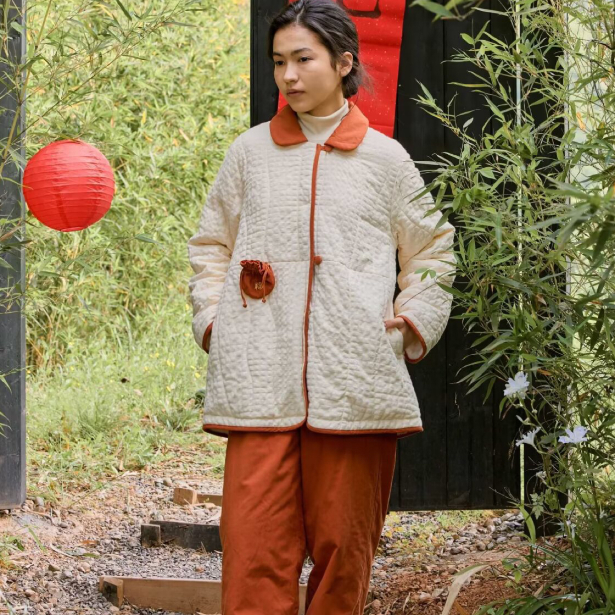 朵朵可可睡衣女2025秋冬新品甜美小翻领夹棉保暖家居服套装