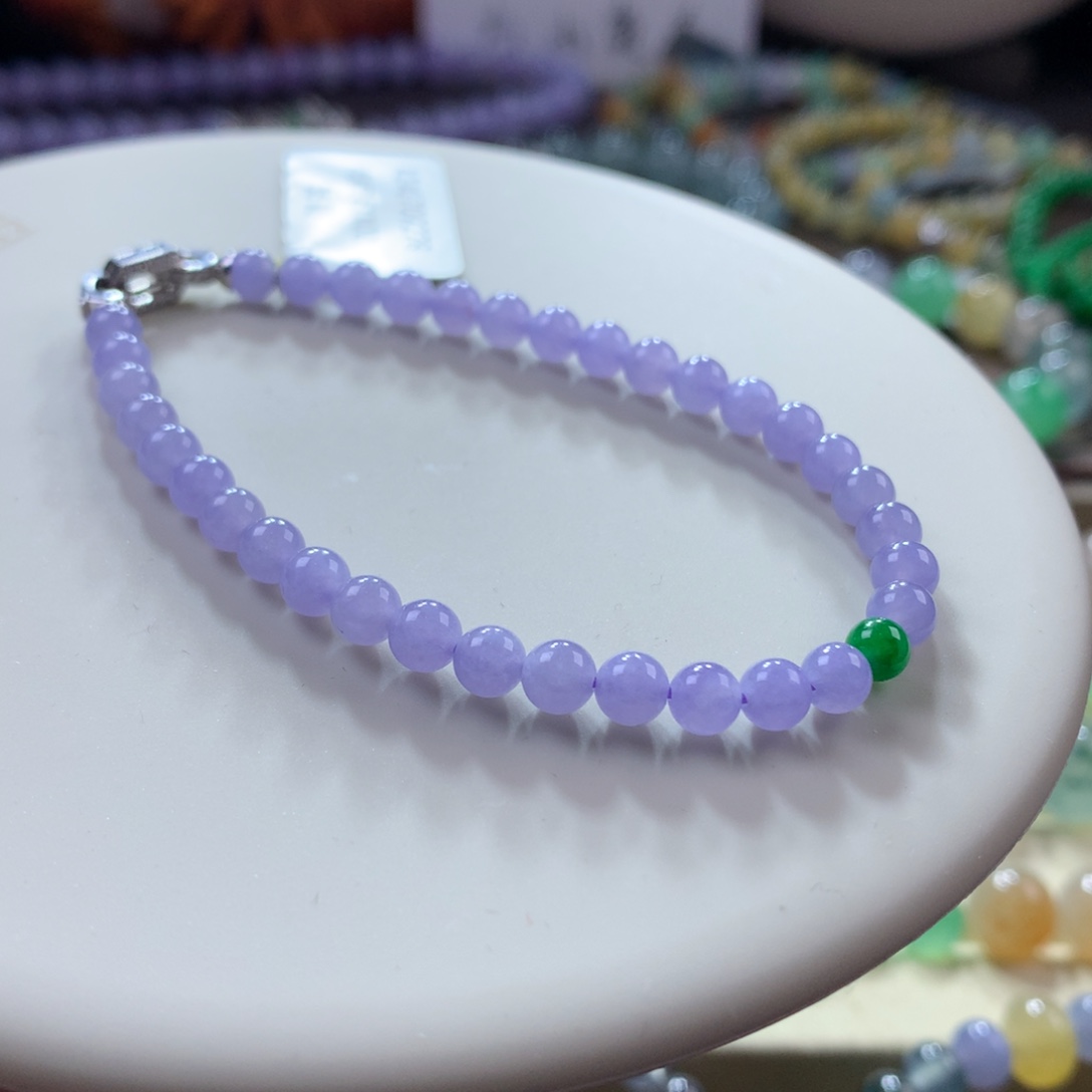 翡翠手链未镶嵌浓紫卡4.5