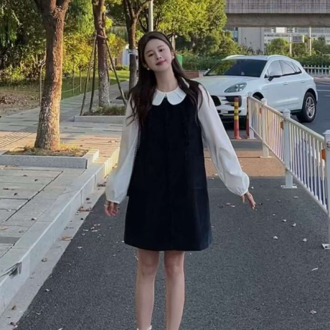 韩系文艺套装女2025秋季新款小个子设计感减龄衬衫连衣裙俩件套