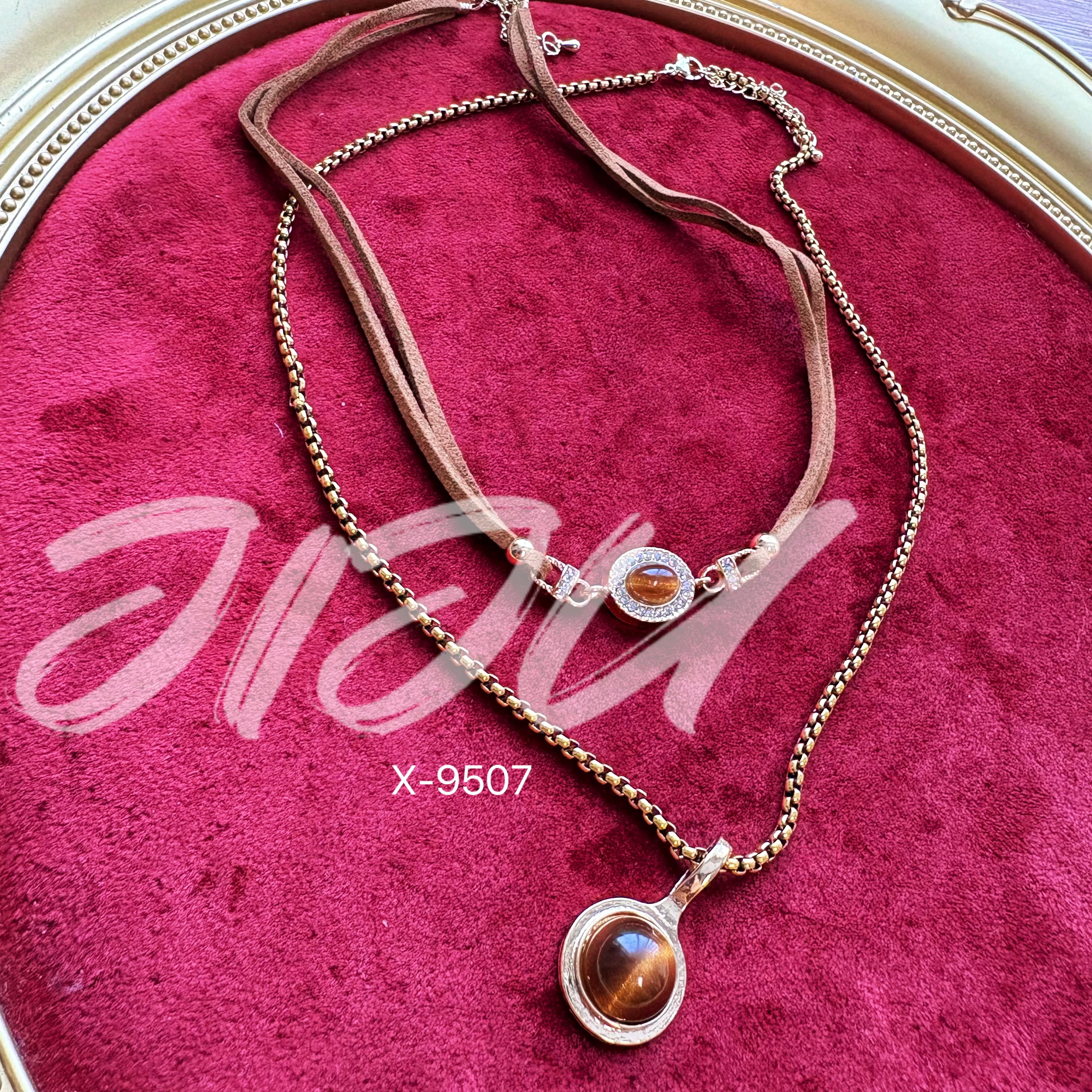 不锈钢石英石项链 X-9507