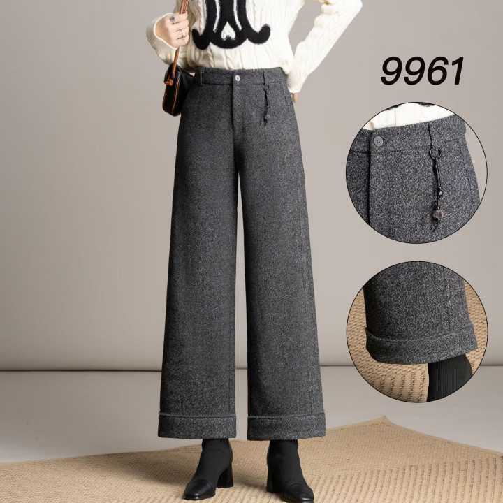 高品质时尚醋酸羊毛九分直筒裤9961