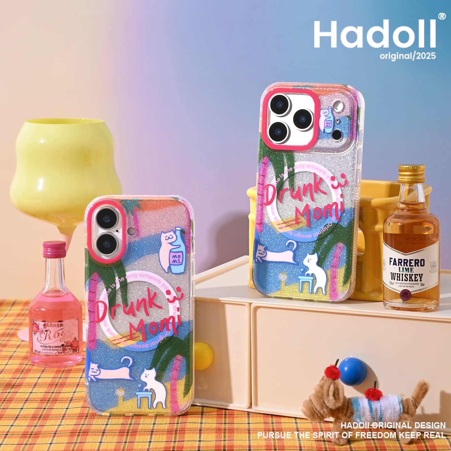 原创海岛度假17pm闪闪手机壳适用苹果16可爱猫咪15防摔小众高级感