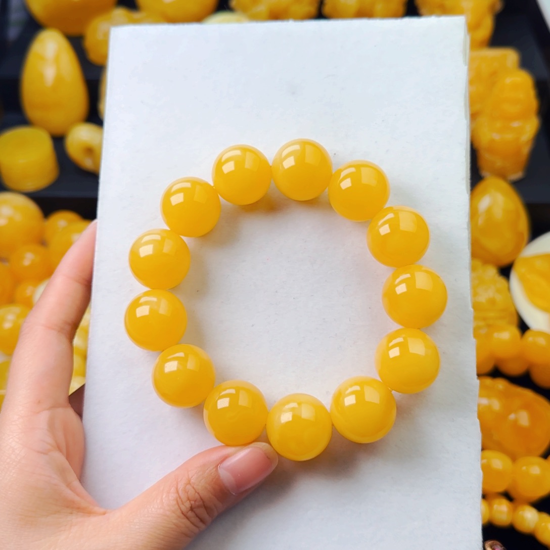 琥珀颈饰未镶嵌浓蜡同料19