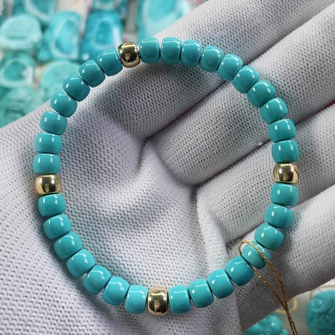 绿松石颈饰18K金镶嵌