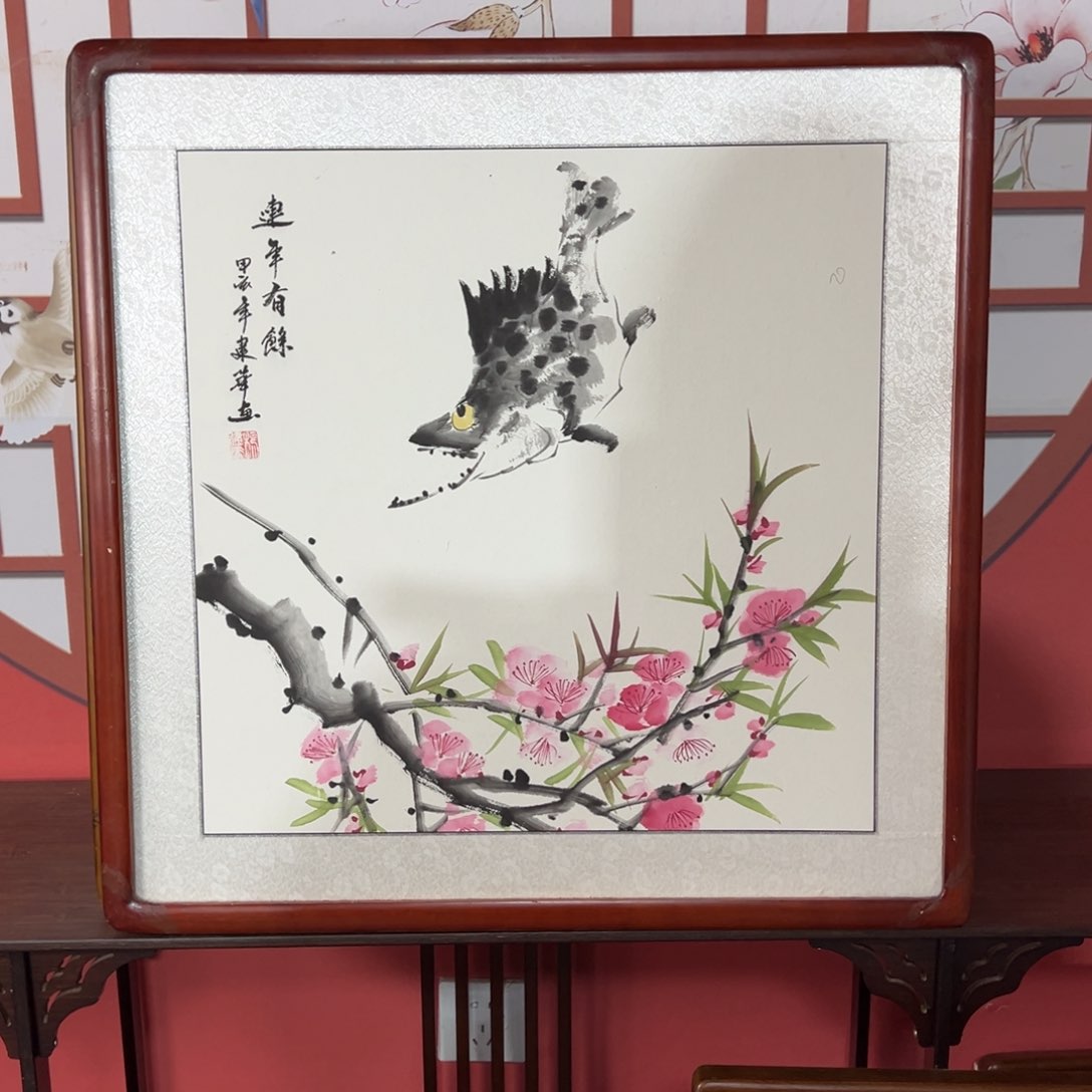 国画带框尺寸63✖️63手绘包邮
