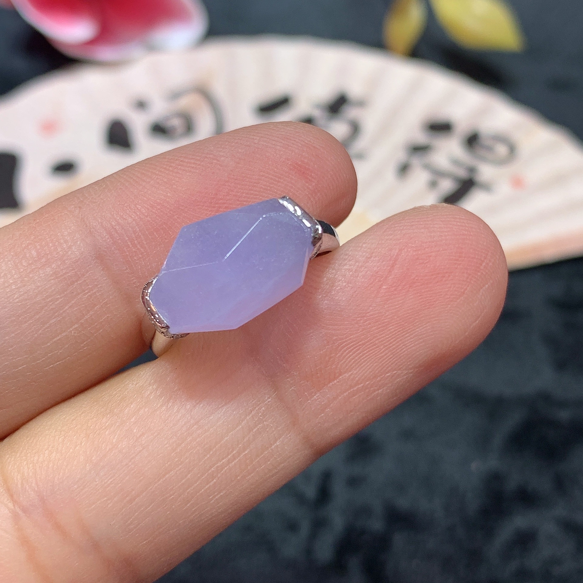 18k金天然A货翡翠紫罗兰随形戒指经典轻奢时尚