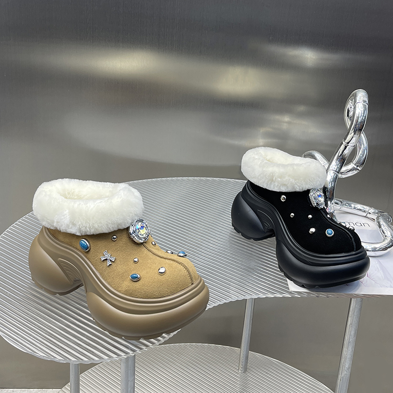 2025冬季新款内增高包头勃肯拖鞋毛毛拖外穿小个子增高女DG232-7