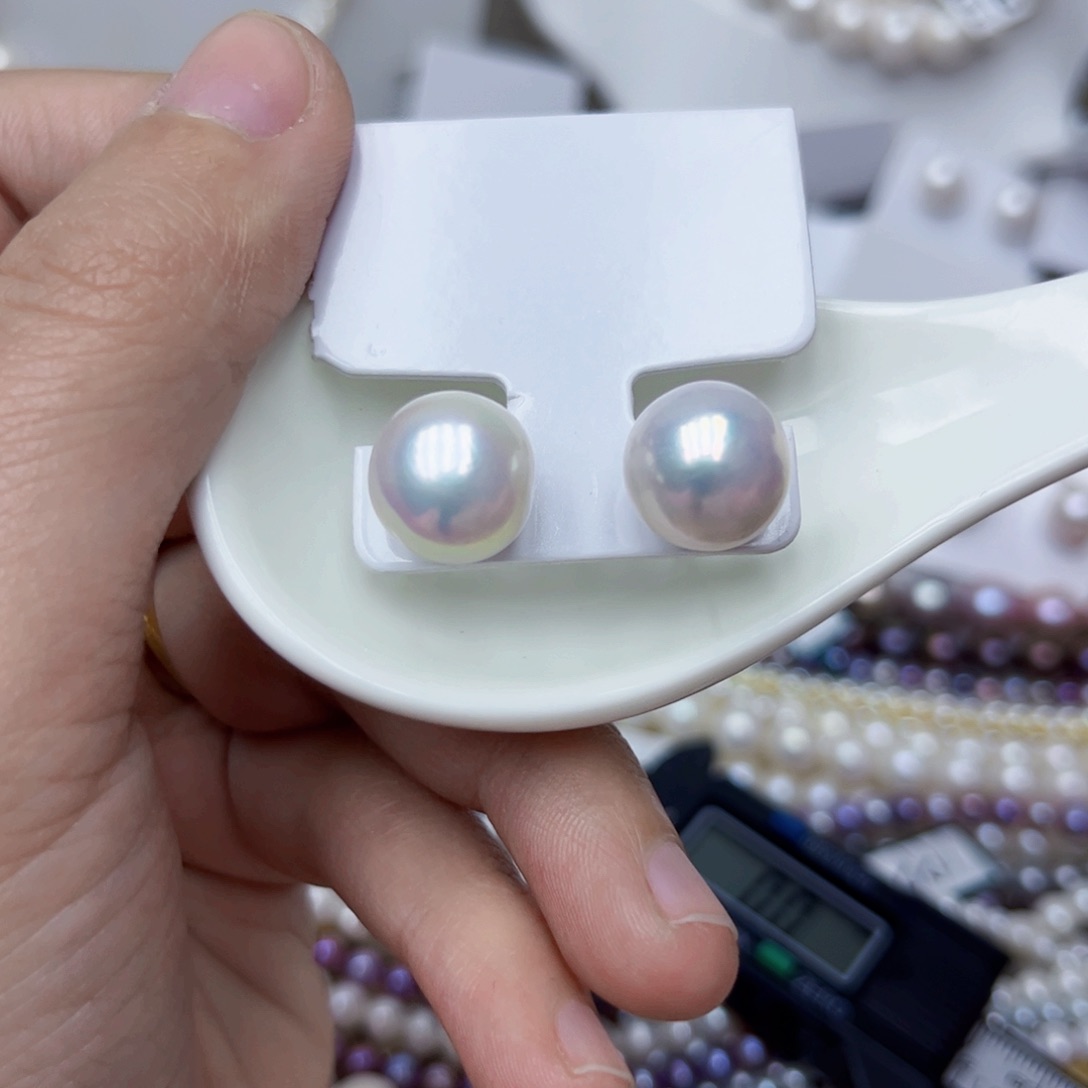 淡水珍珠耳饰银S925镶嵌