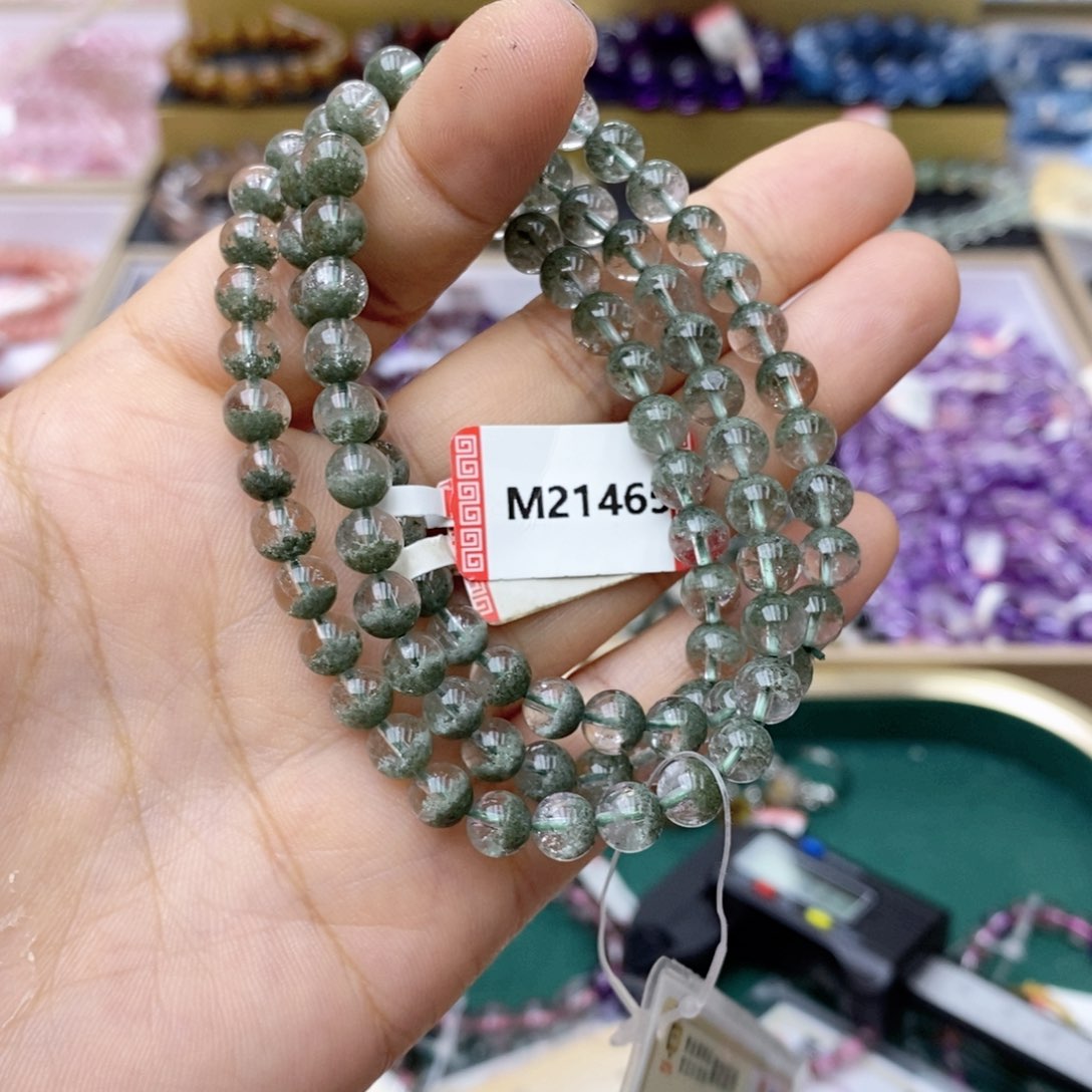 未镶嵌手链水晶M21465绿幽灵多圈6+