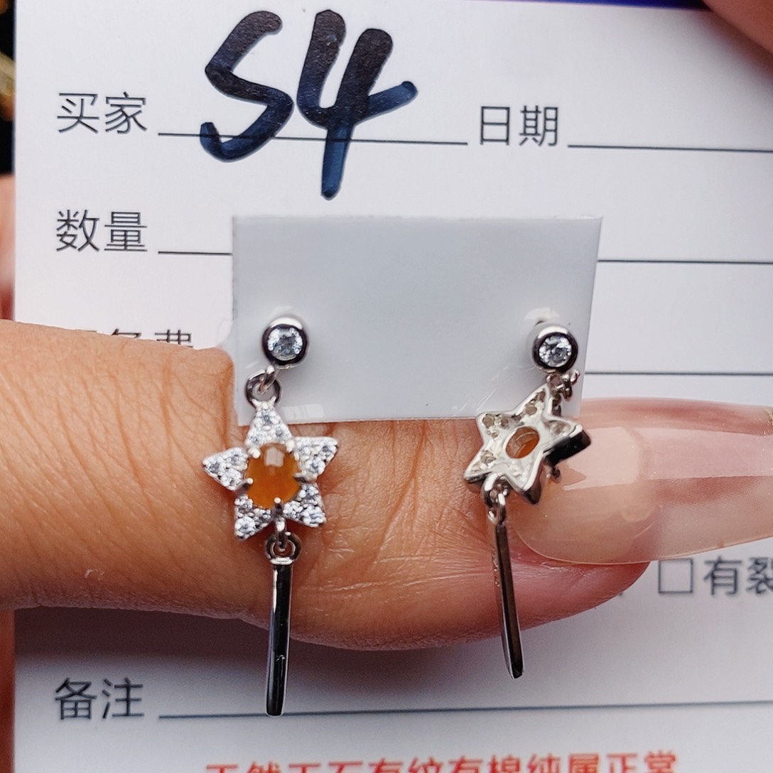 翡翠戒指银S925镶嵌耳饰