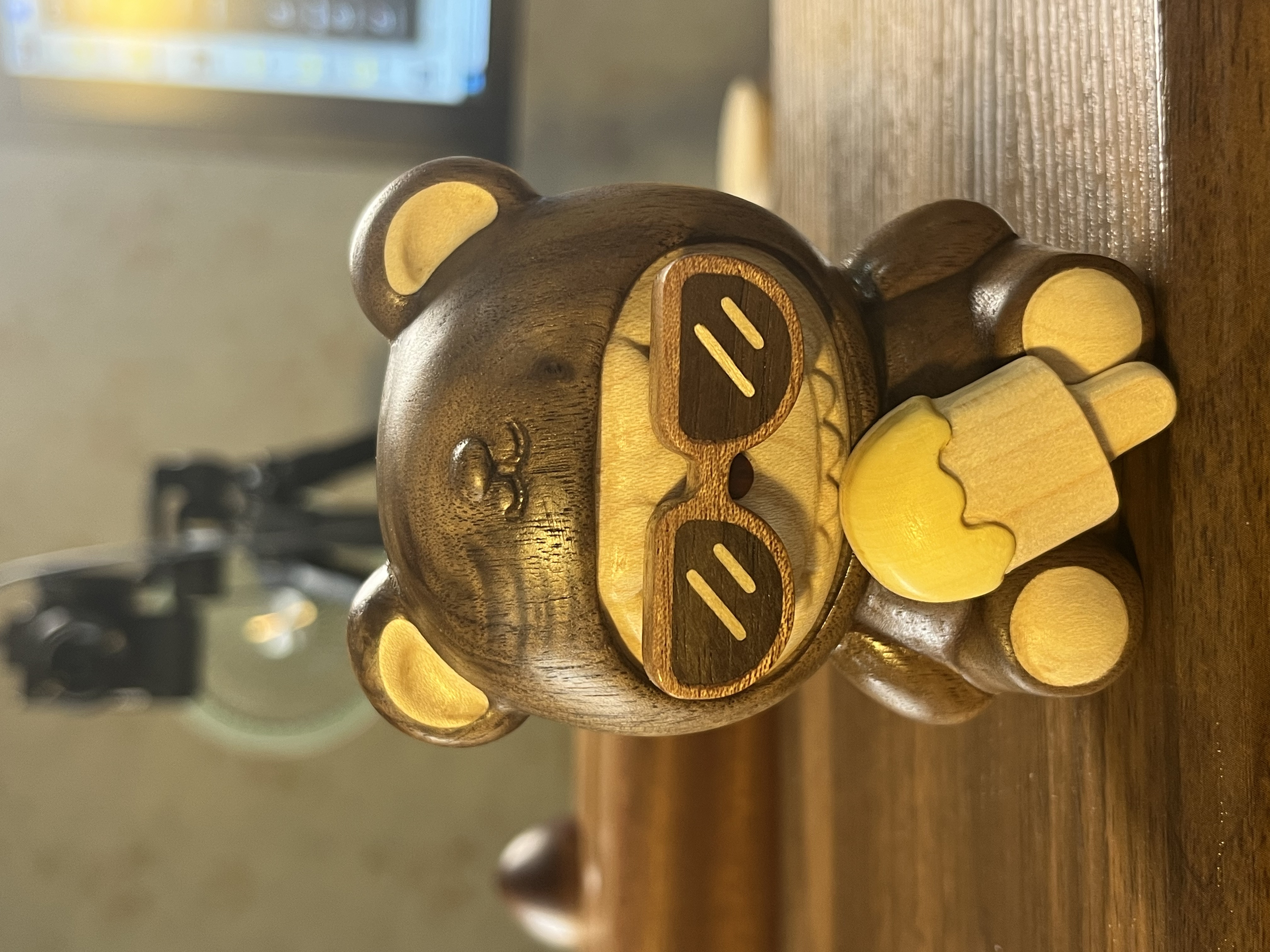 木希村黑胡桃枫木熊精灵摆件桌面公仔