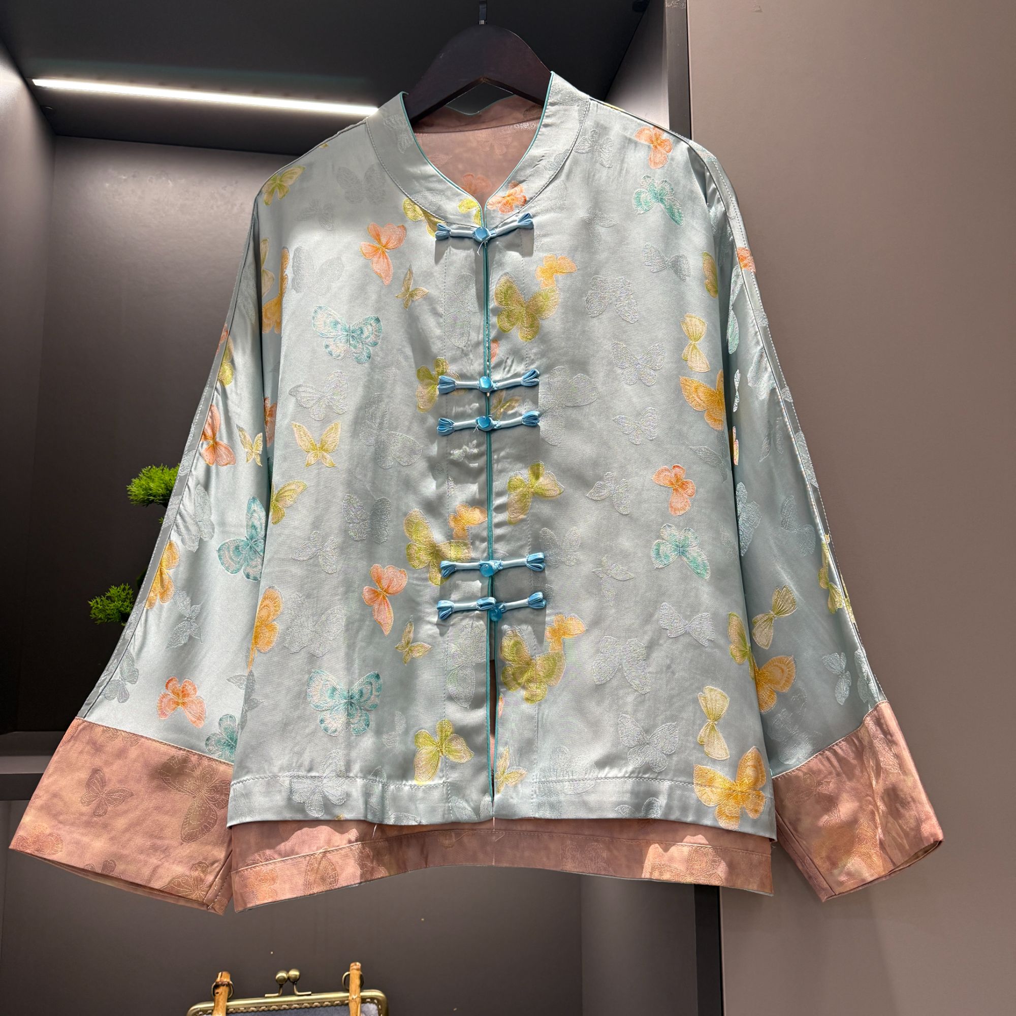 中式开衫复古盘扣传统改良蝴蝶花色气质春季女装宽松上衣2667