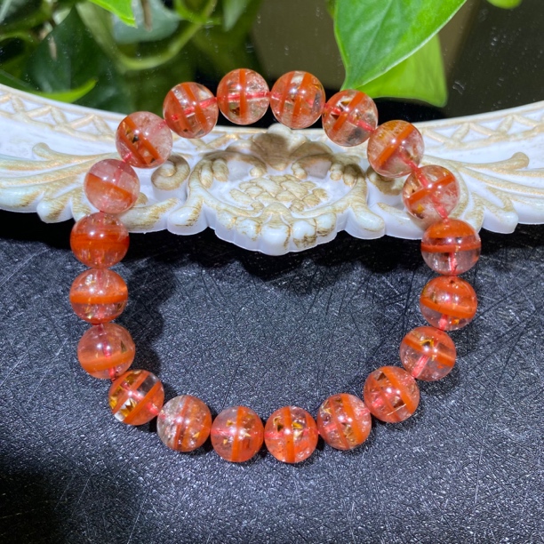 极光二三红腰带水晶手串单圈9mm左右