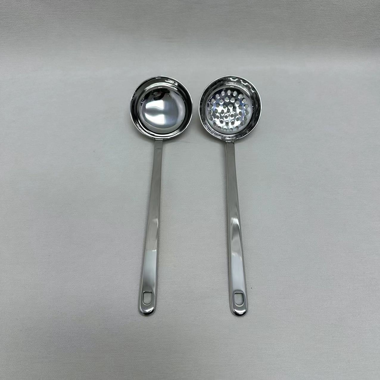 1-029 chockmen不锈钢平底汤勺/漏勺 长约26CM 家用加厚长柄汤勺
