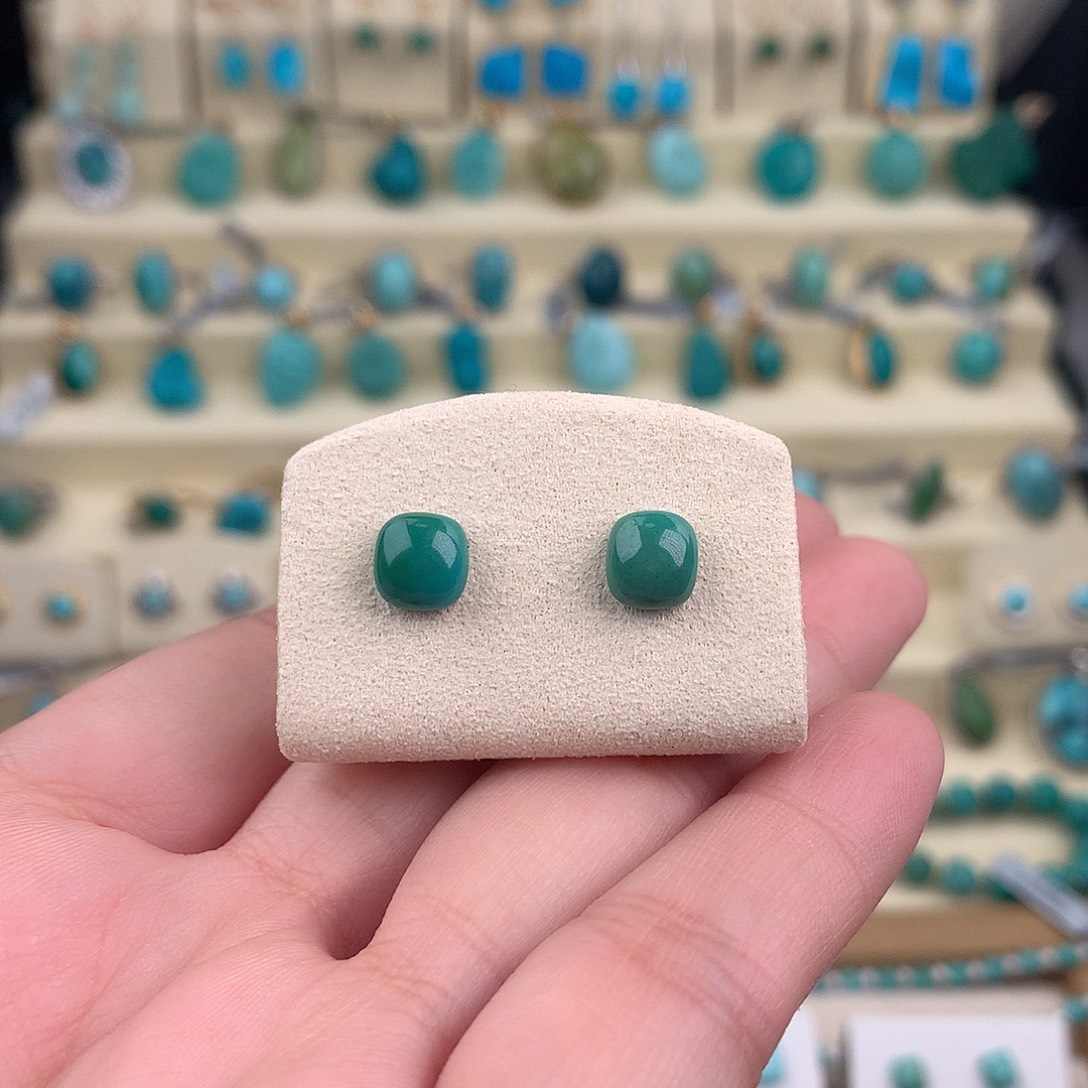 R***R绿松石银S925镶嵌耳饰