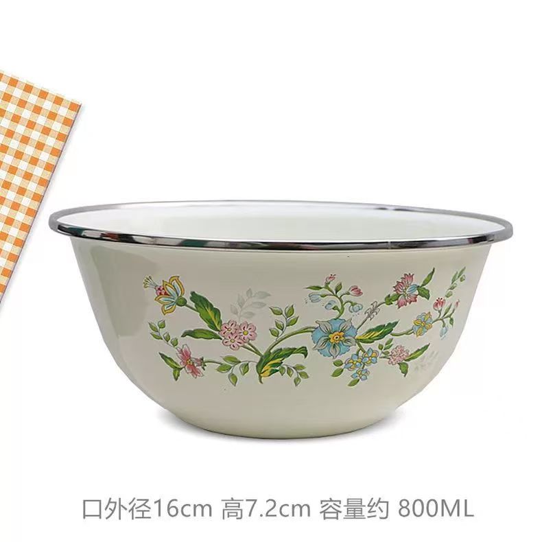 16公分加厚搪瓷芳香花面碗汤碗一个