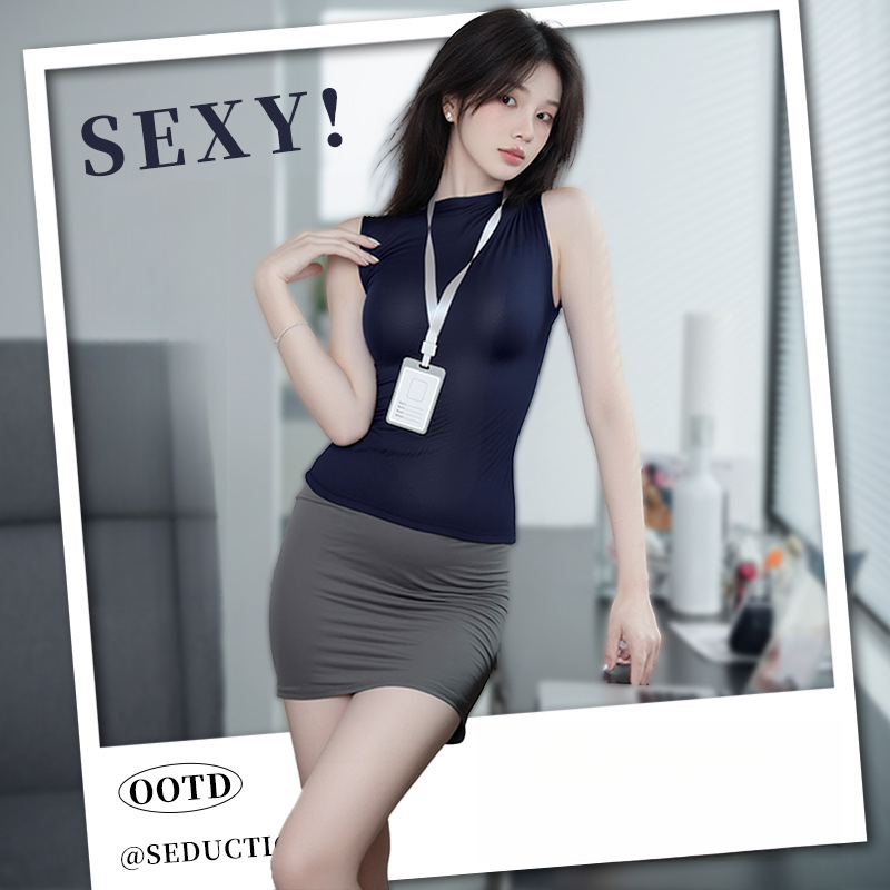 性感御姐风秘书空姐制服套装ol纯欲辣妹内衣女御姐无袖包臀裙8369